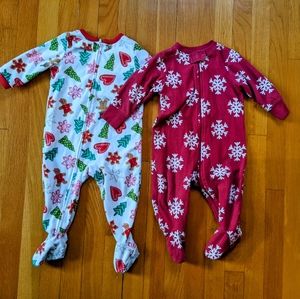 Set of 2 Christmas zip up jammies